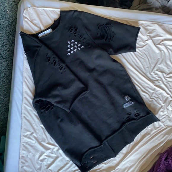 RARE SQUARE ZERO Short Sleeve Ripped Distressed Tee - Picture 4 of 4